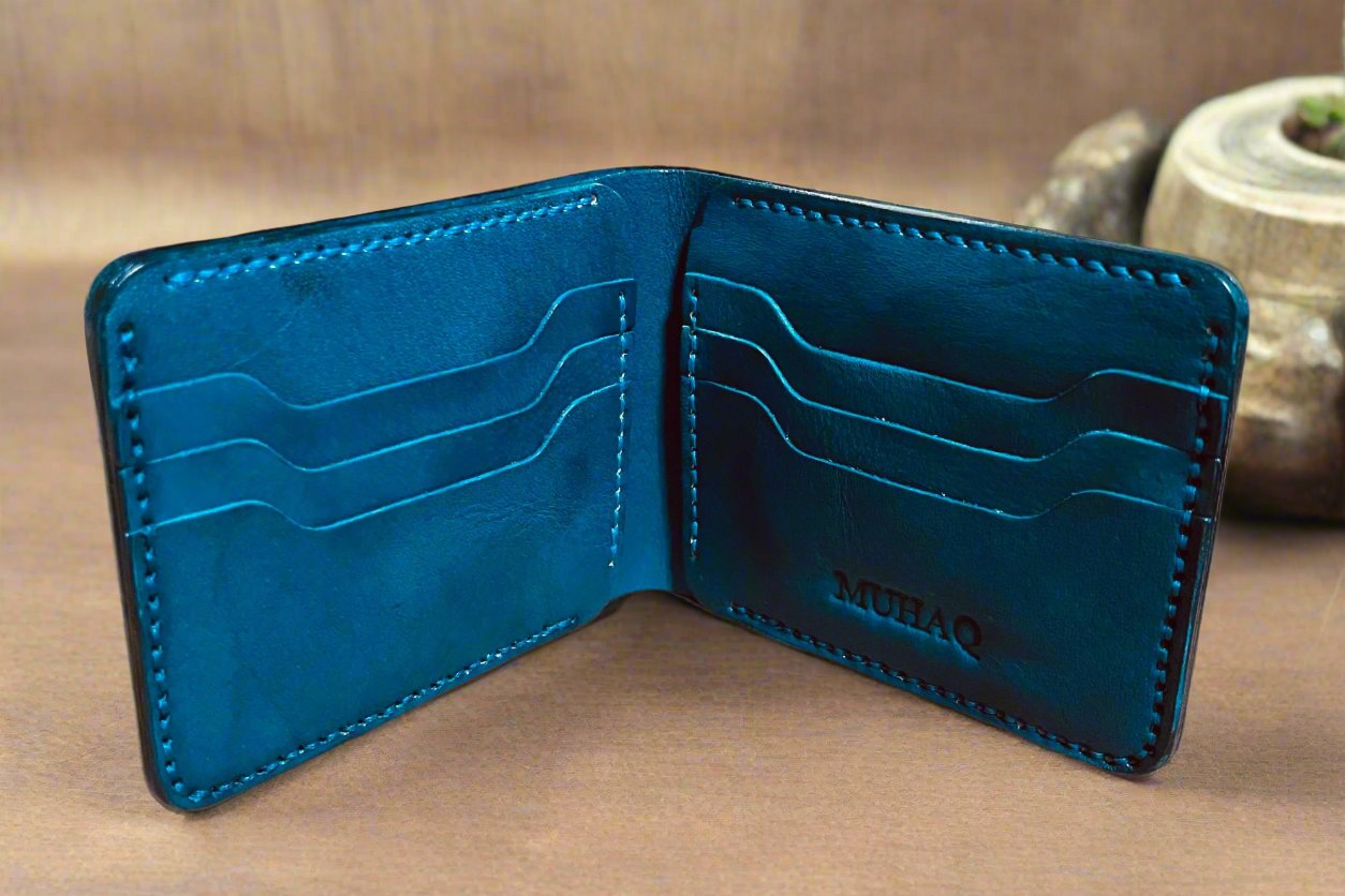 Acrux – Handmade Vegetable Tanned Leather Wallet - Teal Blue