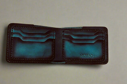 Adhara - Handmade Vegetable Tanned Leather Wallet - Teal Blue