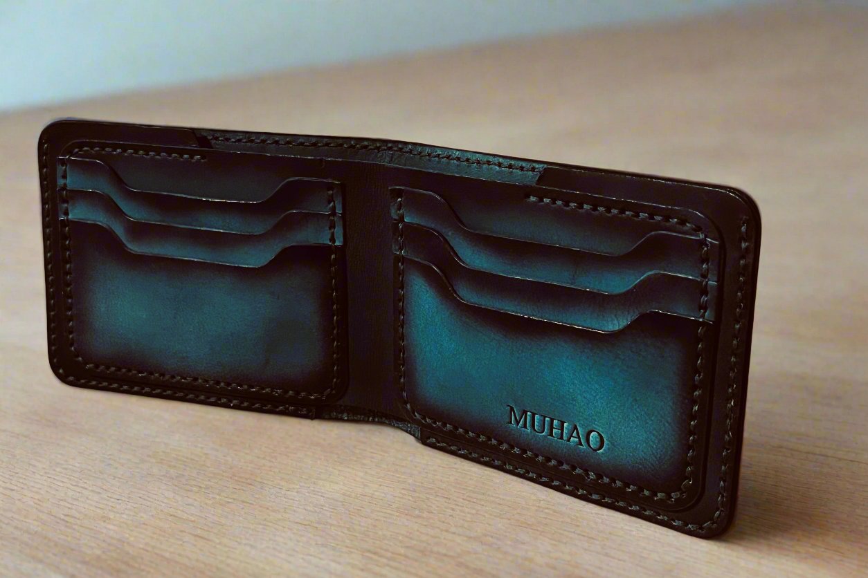 Adhara - Handmade Vegetable Tanned Leather Wallet - Teal Blue