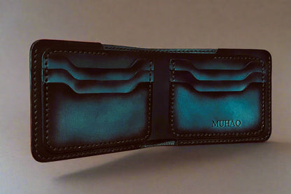 Adhara - Handmade Vegetable Tanned Leather Wallet - Teal Blue