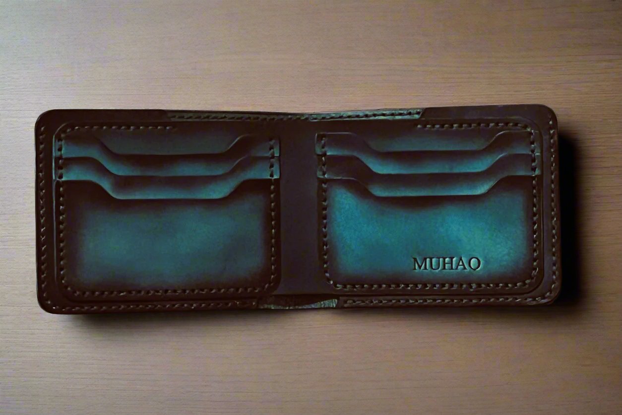 Adhara - Handmade Vegetable Tanned Leather Wallet - Teal Blue