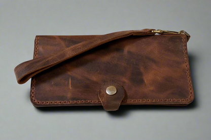 Caster - Handmade Wax Pull up Leather Long Wallet