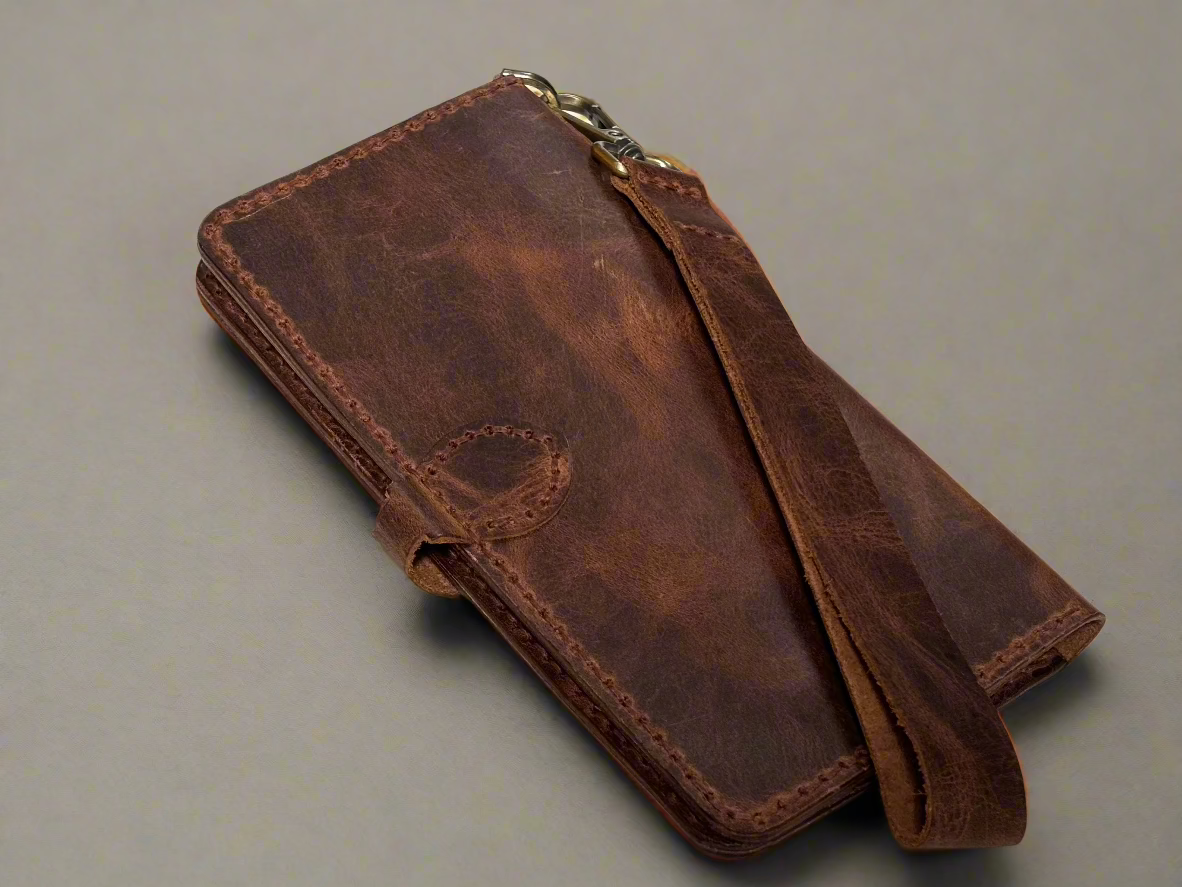 Caster - Handmade Wax Pull up Leather Long Wallet