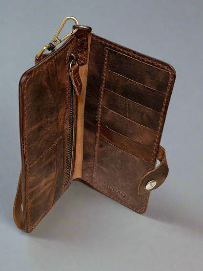 Caster - Handmade Wax Pull up Leather Long Wallet