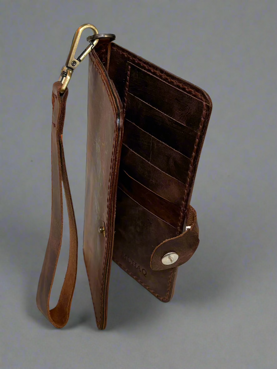 Caster - Handmade Wax Pull up Leather Long Wallet