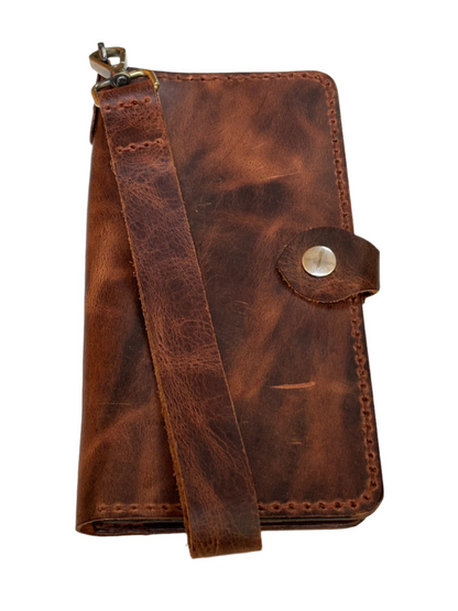 Caster - Handmade Wax Pull up Leather Long Wallet