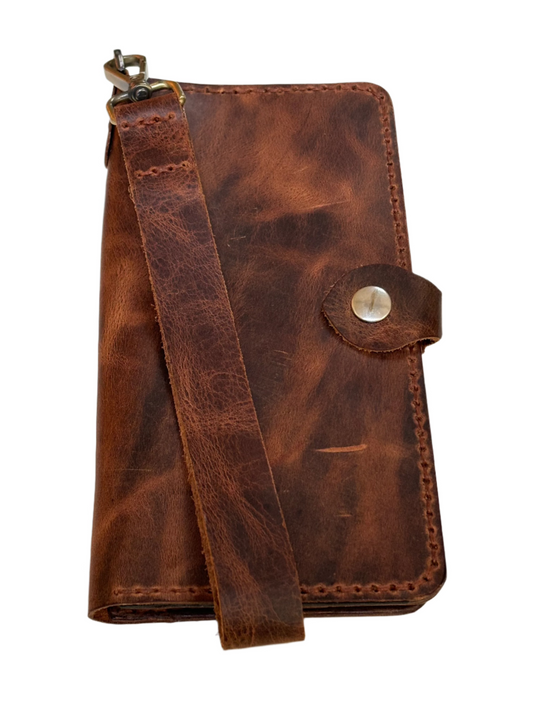 Caster - Handmade Wax Pull up Leather Long Wallet