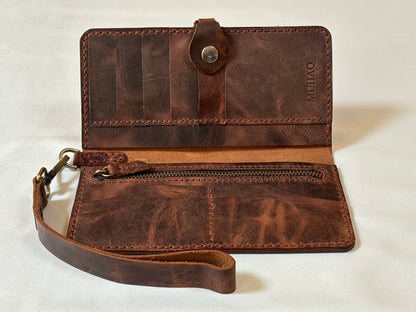 Caster - Handmade Wax Pull up Leather Long Wallet