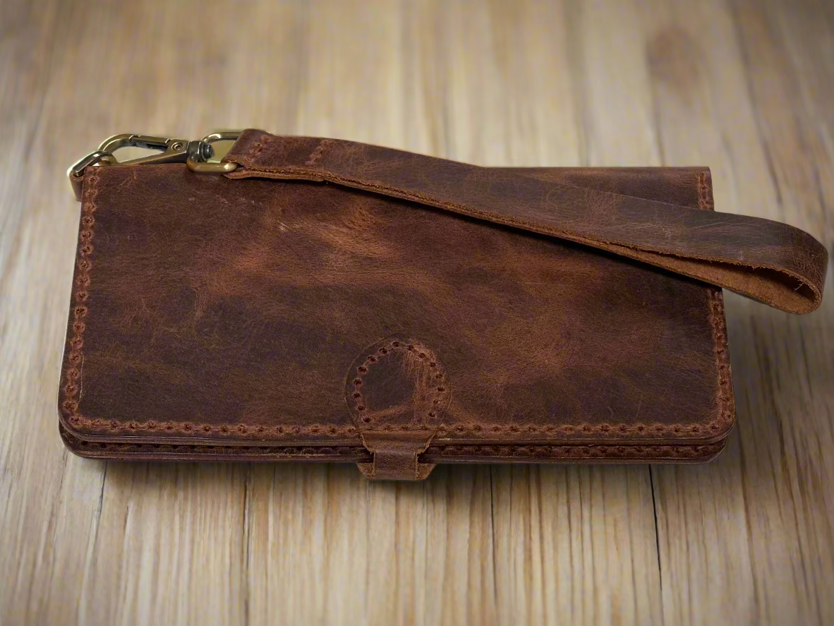 Caster - Handmade Wax Pull up Leather Long Wallet