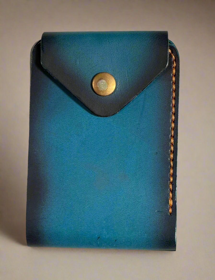 Crux - Handmade Vegetable Tanned Leather Wallet - Teal Blue