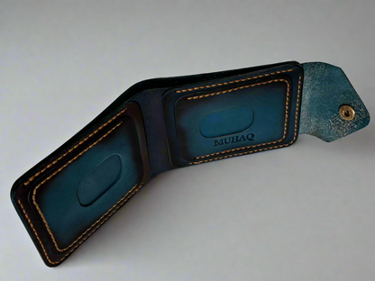 Crux - Handmade Vegetable Tanned Leather Wallet - Teal Blue