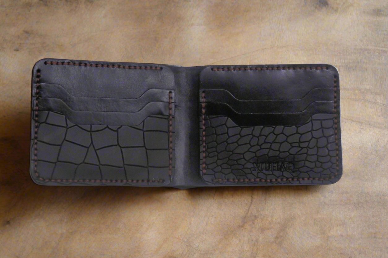 Deneb - Handmade Shine Pull-up Leather Wallet - Black 2