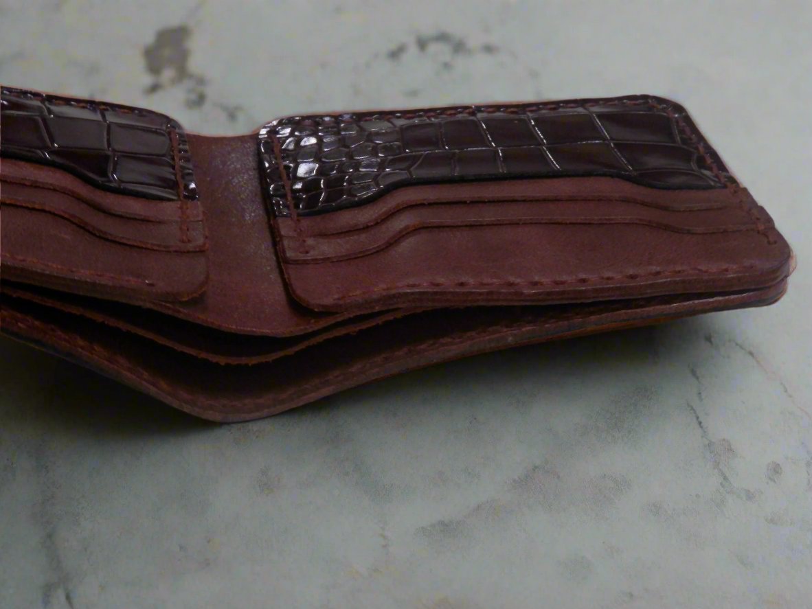 Deneb - Handmade Shine Pull-up Leather Wallet - Brown 2