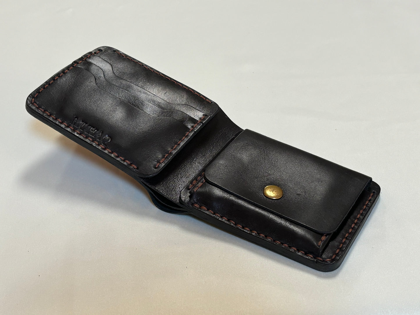 Fornax- Handmade Shine Pullup Coin Pocket Leather Wallet - Black