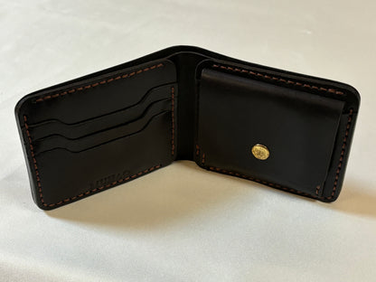 Fornax- Handmade Shine Pullup Coin Pocket Leather Wallet - Black