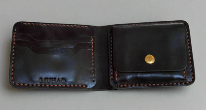 Fornax- Handmade Shine Pullup Coin Pocket Leather Wallet - Black