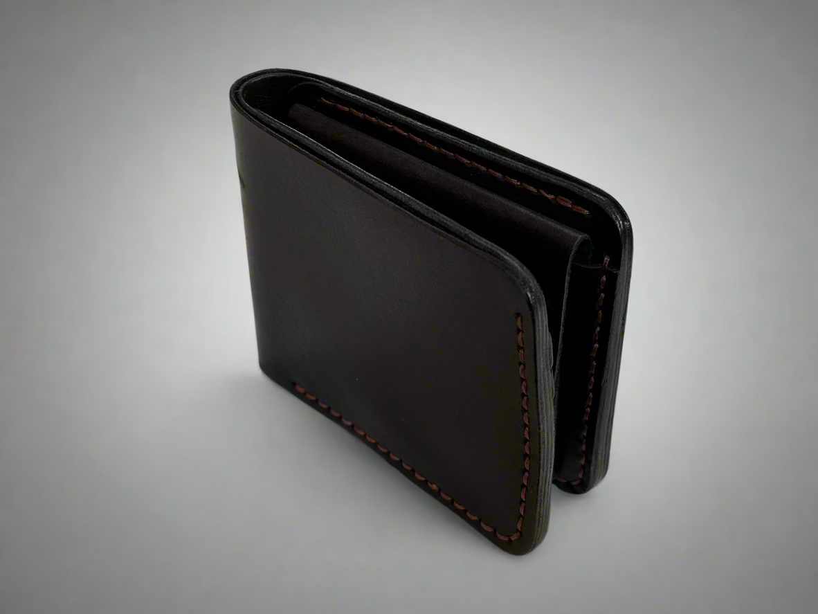 Fornax- Handmade Shine Pullup Coin Pocket Leather Wallet - Black