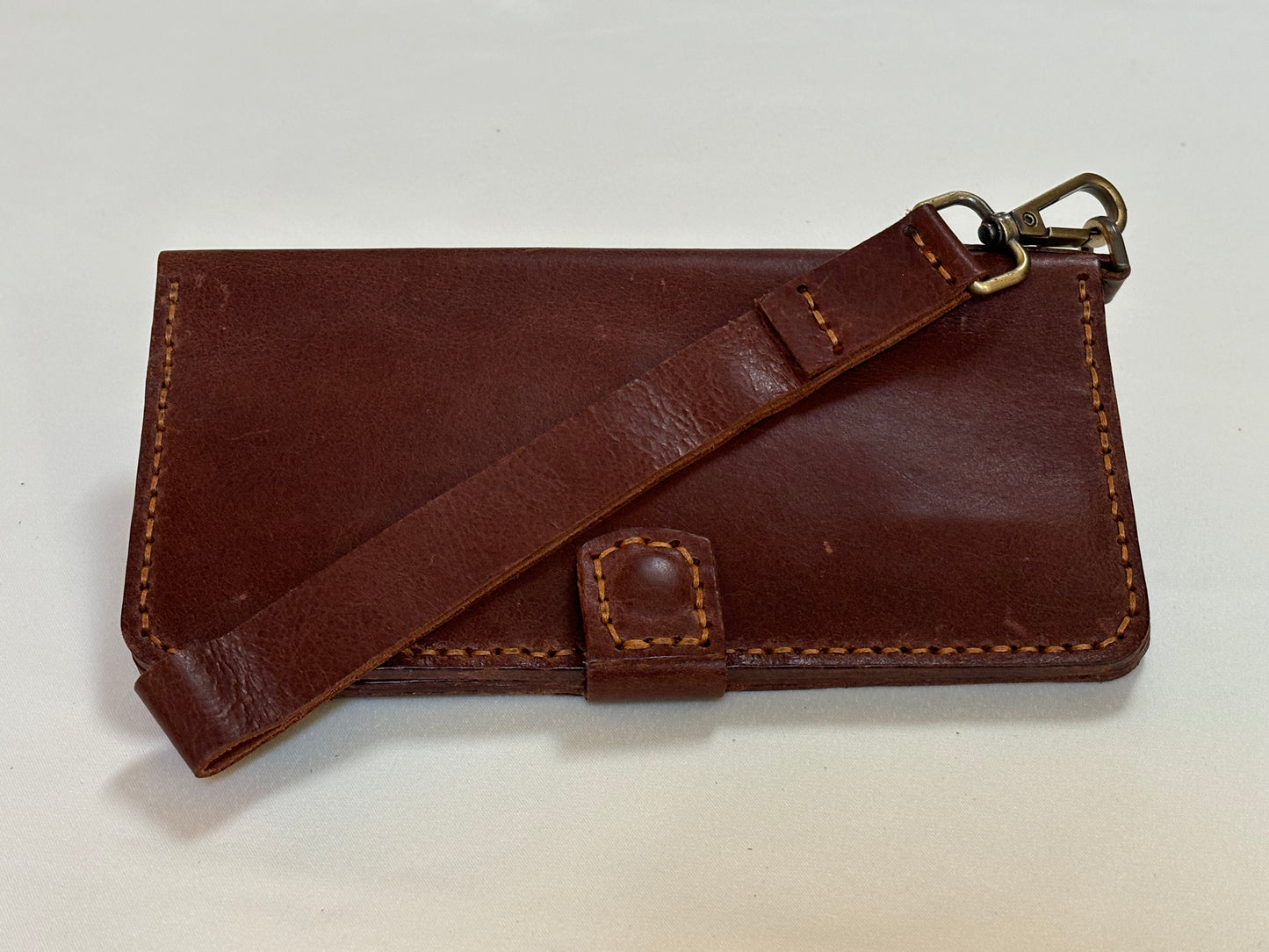 Grus - Handmade Shine Pull up Leather Long Wallet - Brown