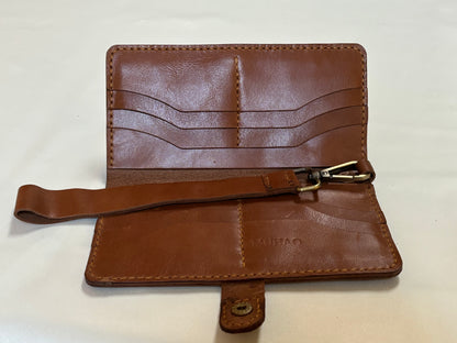 Grus - Handmade Shine Pull up Leather Long Wallet - Camel Brown