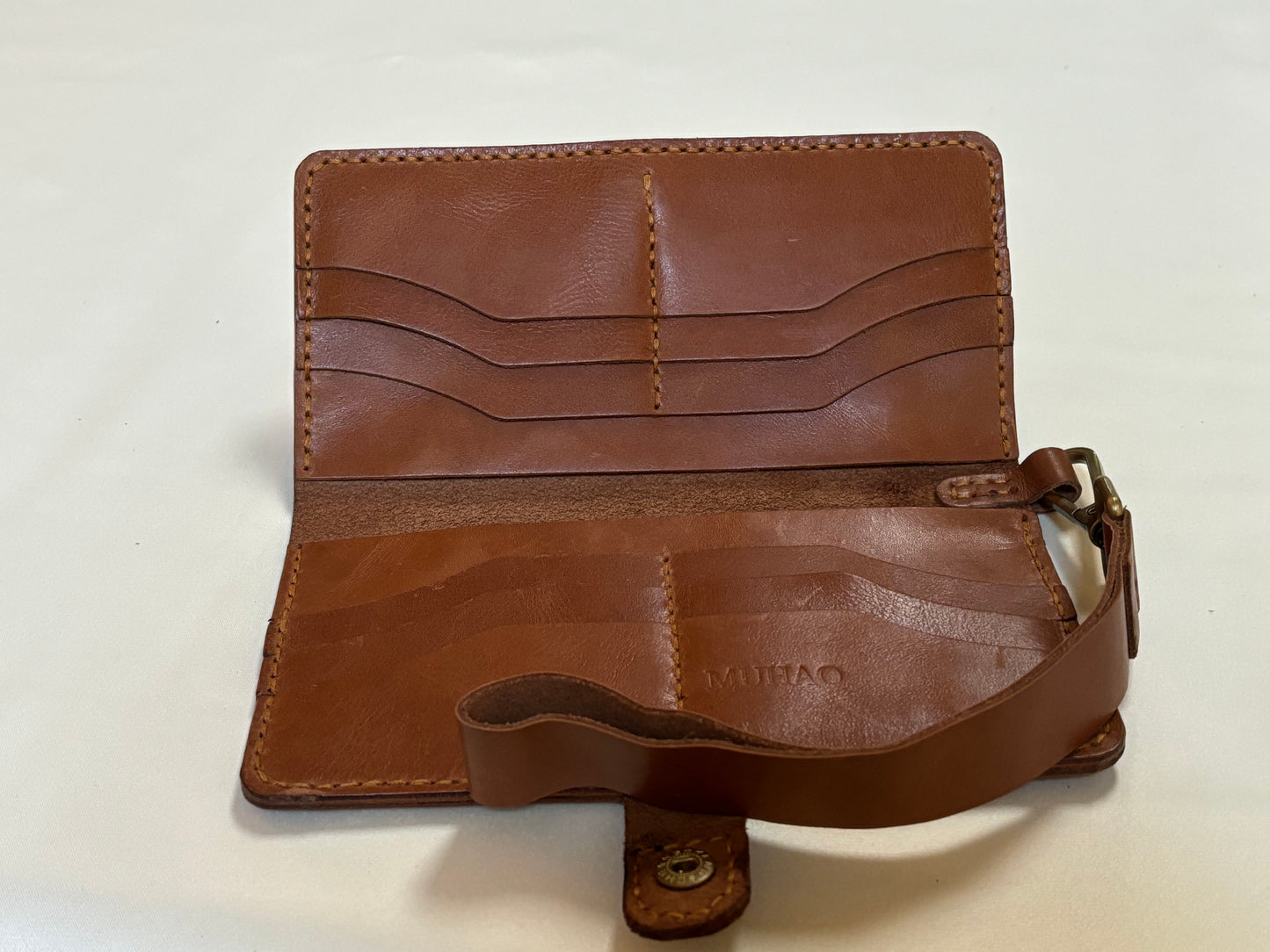 Grus - Handmade Shine Pull up Leather Long Wallet - Camel Brown