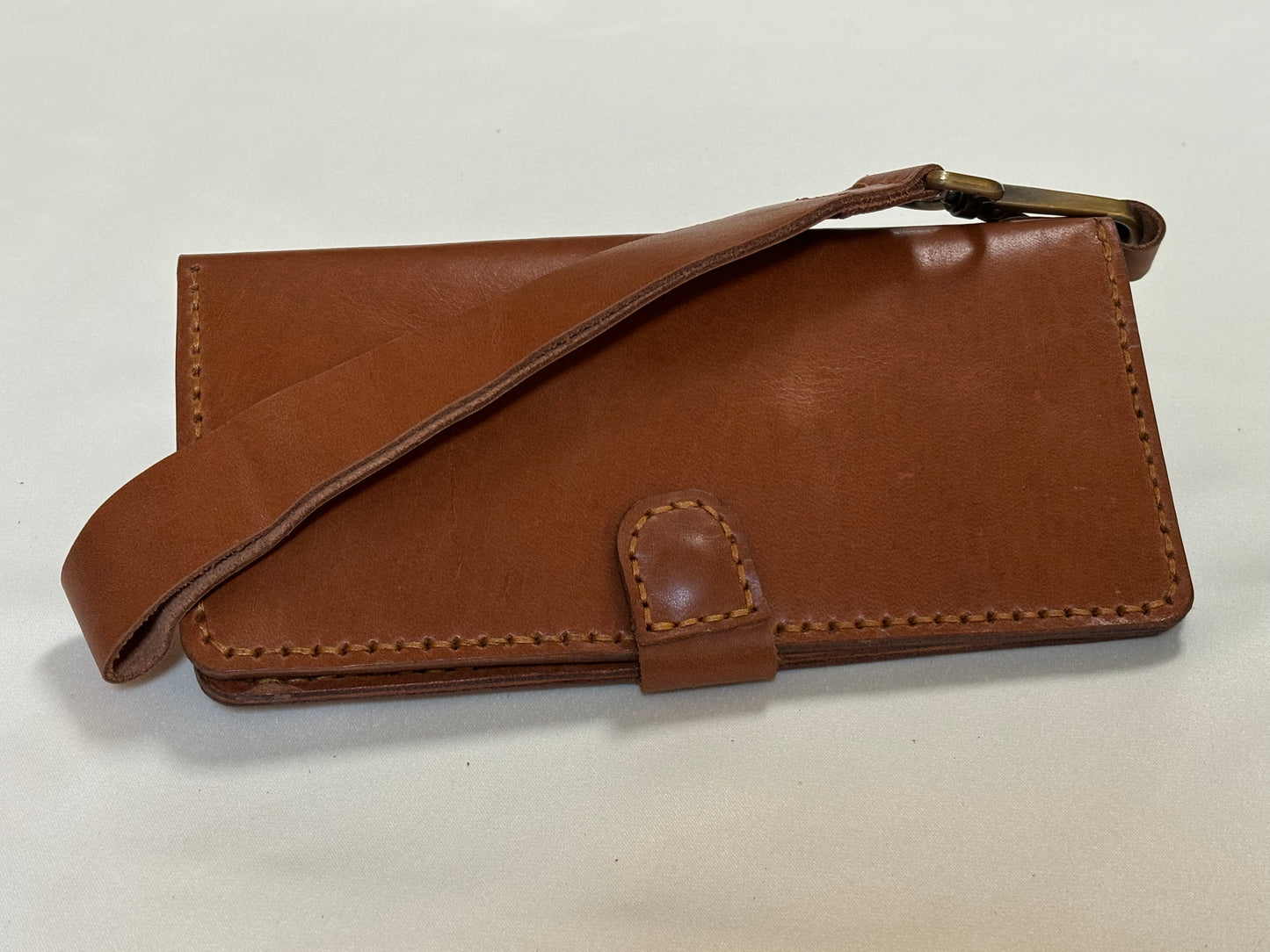 Grus - Handmade Shine Pull up Leather Long Wallet - Camel Brown