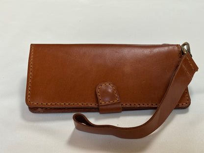 Grus - Handmade Shine Pull up Leather Long Wallet - Camel Brown