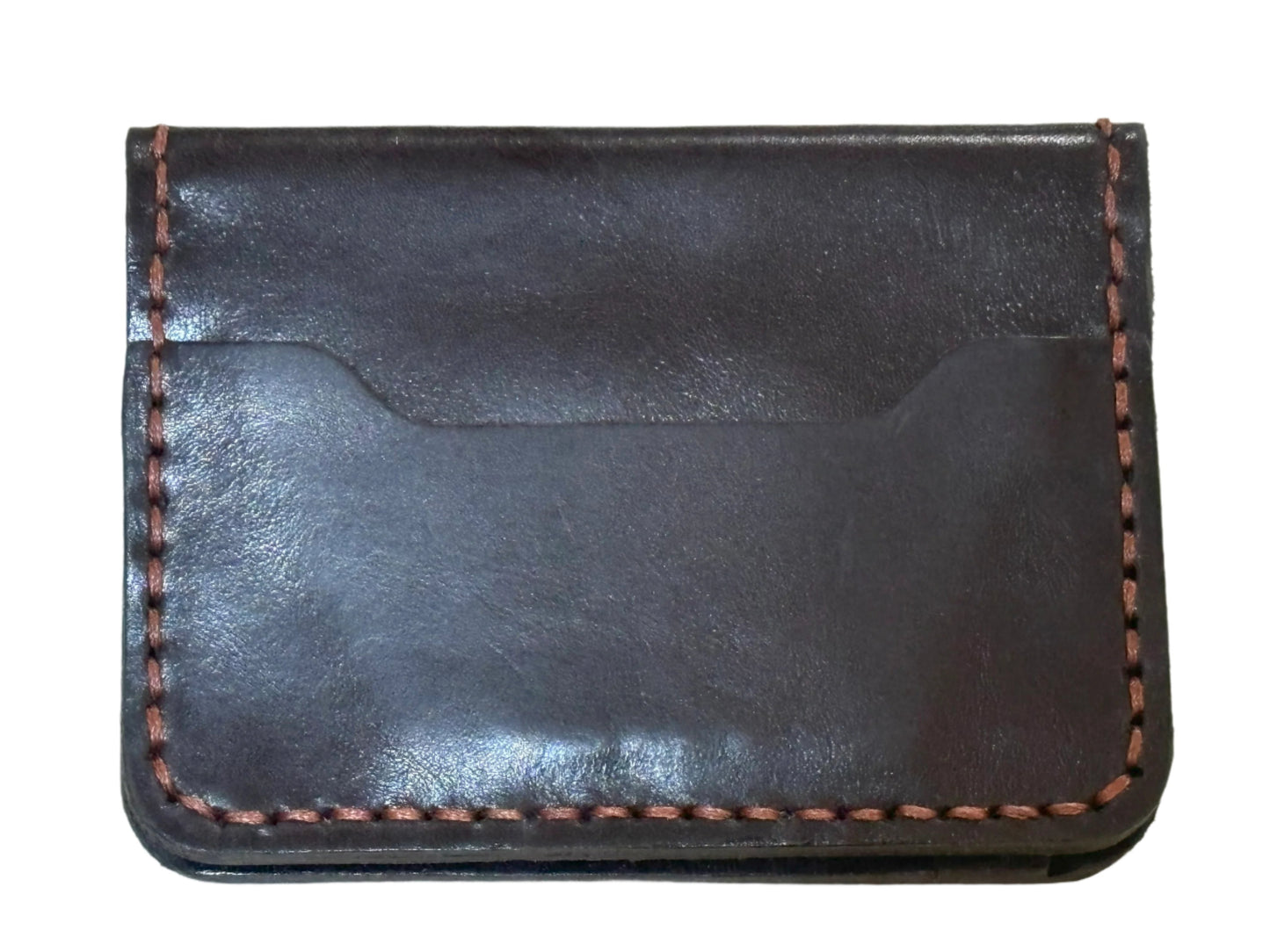 Indus- Handmade Shine Pull up Leather Card Holder - Black