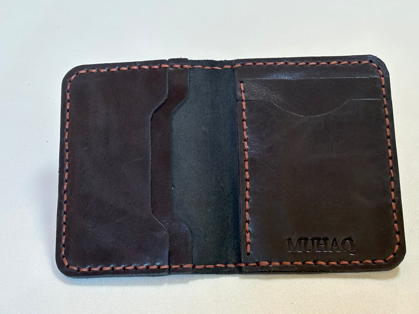 Indus- Handmade Shine Pull up Leather Card Holder - Black