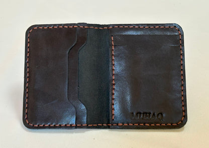 Indus- Handmade Shine Pull up Leather Card Holder - Black