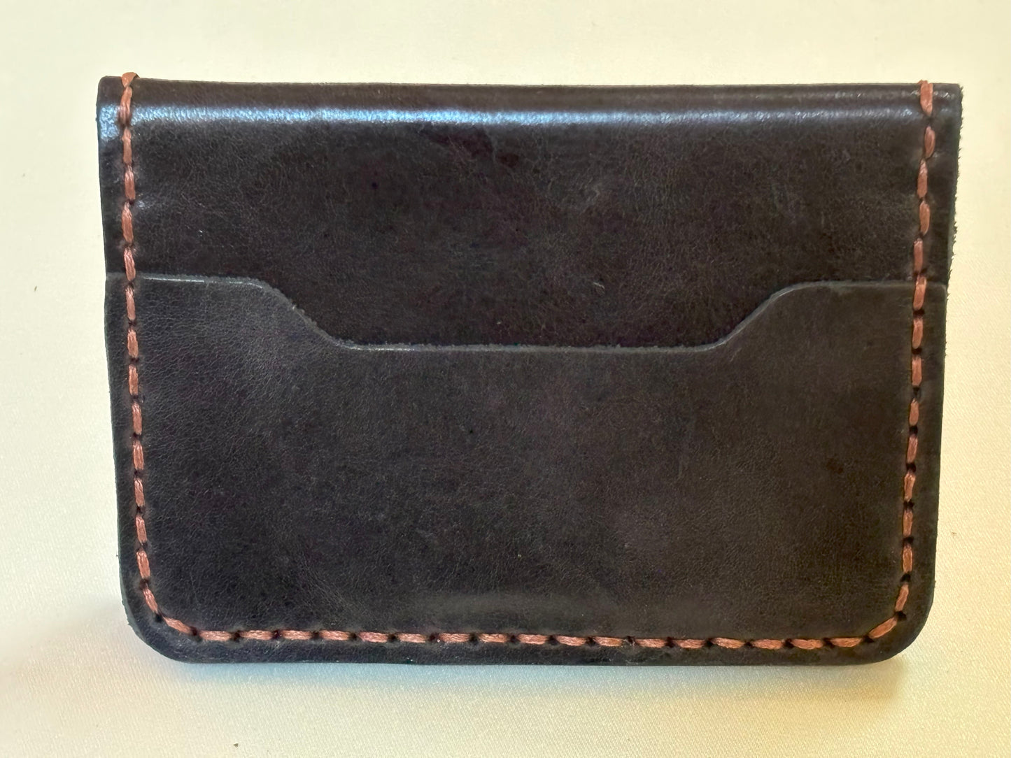 Indus- Handmade Shine Pull up Leather Card Holder - Black