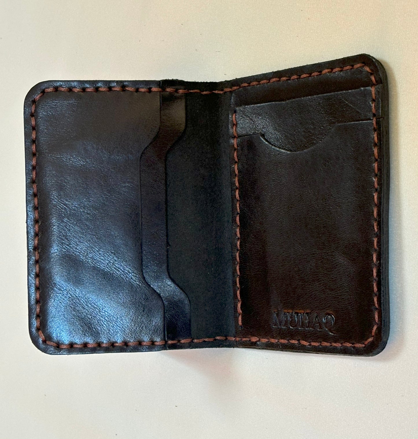 Indus- Handmade Shine Pull up Leather Card Holder - Black