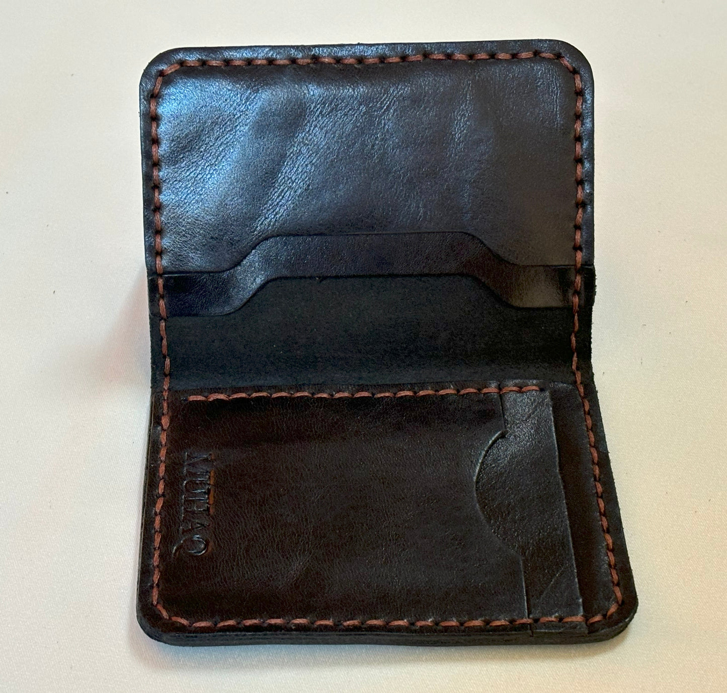 Indus- Handmade Shine Pull up Leather Card Holder - Black