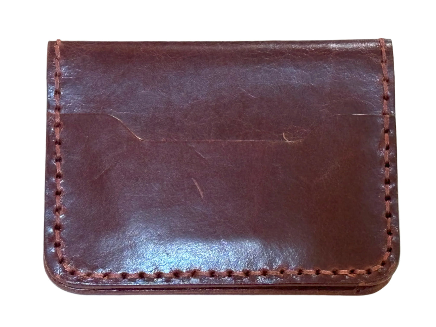 Indus- Handmade Shine Pull up Leather Card Holder - Coffee Brown