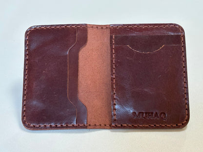 Indus- Handmade Shine Pull up Leather Card Holder - Coffee Brown