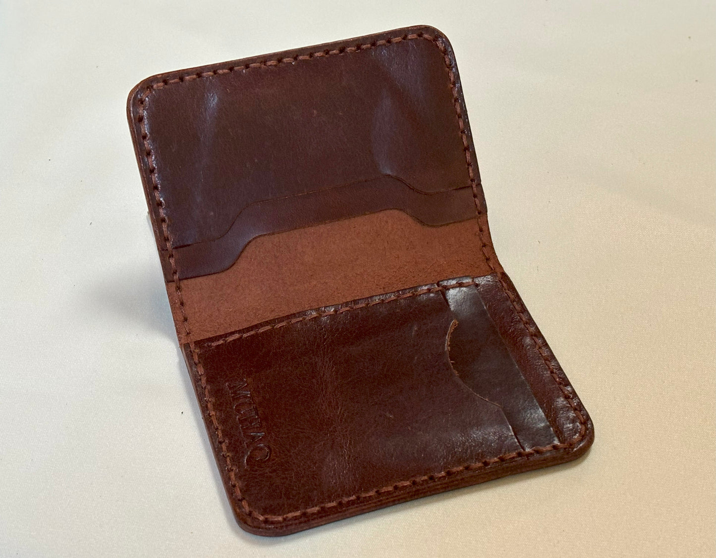 Indus- Handmade Shine Pull up Leather Card Holder - Coffee Brown