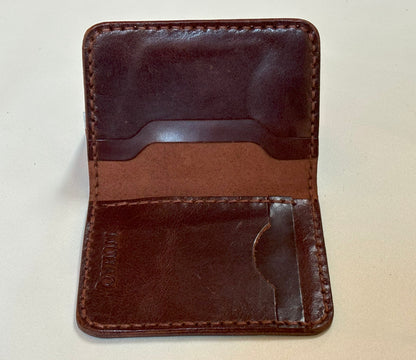 Indus- Handmade Shine Pull up Leather Card Holder - Coffee Brown