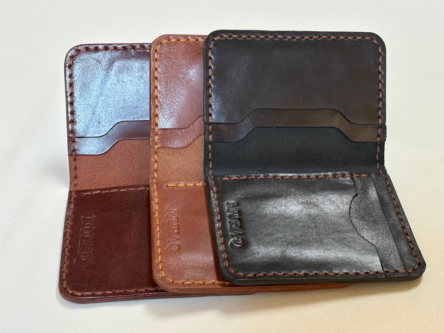 Indus- Handmade Shine Pull up Leather Card Holder - Coffee Brown