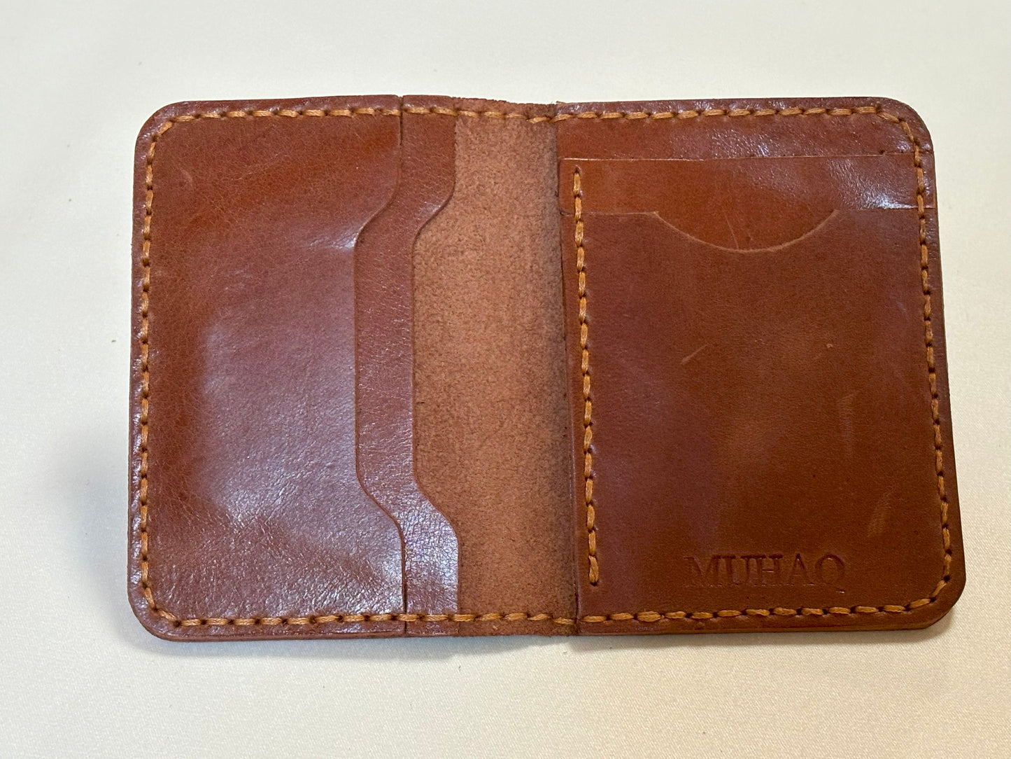 Indus- Handmade Shine Pull up Leather Card Holder -  Camel