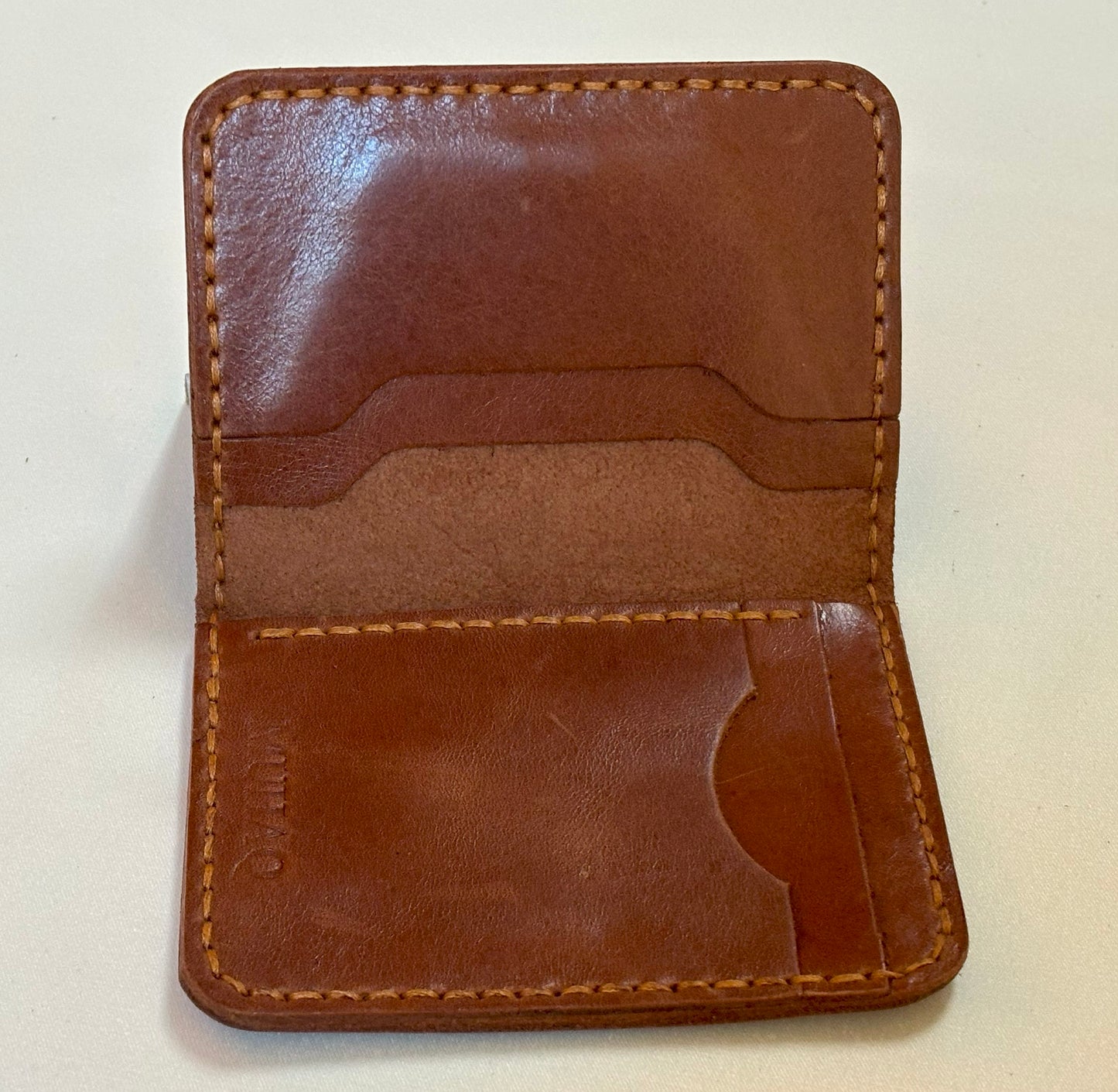 Indus- Handmade Shine Pull up Leather Card Holder -  Camel