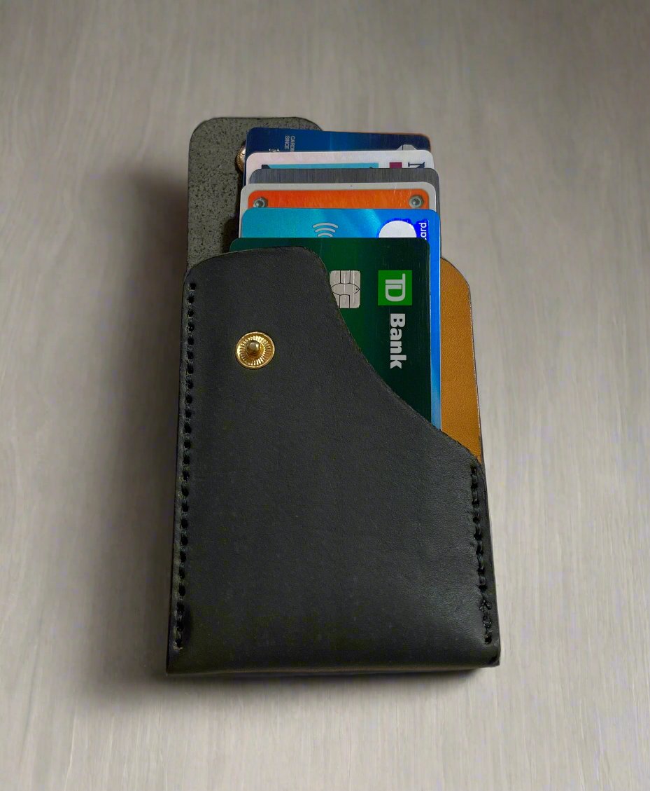 Mensa - Handmade Vegetable Tanned Leather Card Holder - Olive Green