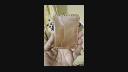 Indus- Handmade Shine Pull up Leather Card Holder -  Camel