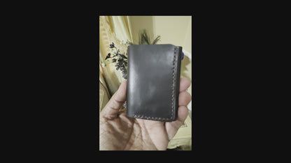 Hadar - Handmade Shine Pull up Leather Trifold Wallet - BK