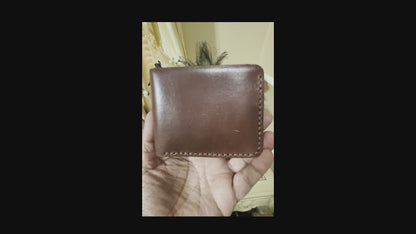 Fornax- Handmade Shine Pullup Coin Pocket Leather Wallet - Brown